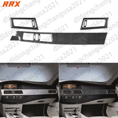 7Pcs Carbon Fiber Center Console Dashboard Panel Cover For BMW 5Series E60 04-10