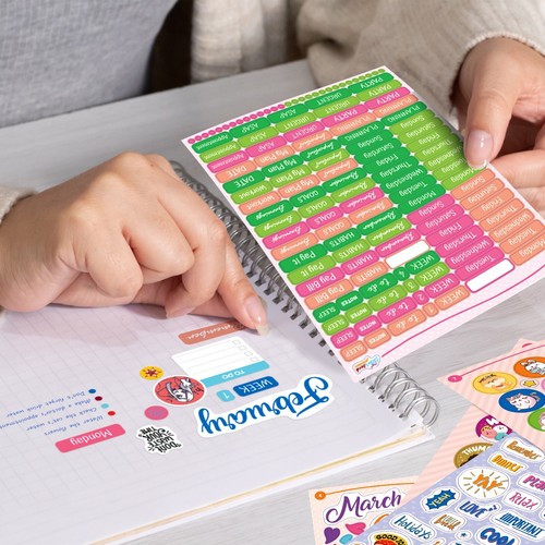 Terminkalender 2025 2026 mit 1500+ St Sticker 14 Monate Wochenplaner auf Deutsch - Bild 7 von 9