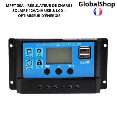 Régulateur De Charge Solaire MPPT 30A Weytoll – 12V/24V, Port USB, écran LCD, Pour Panneaux Solaires