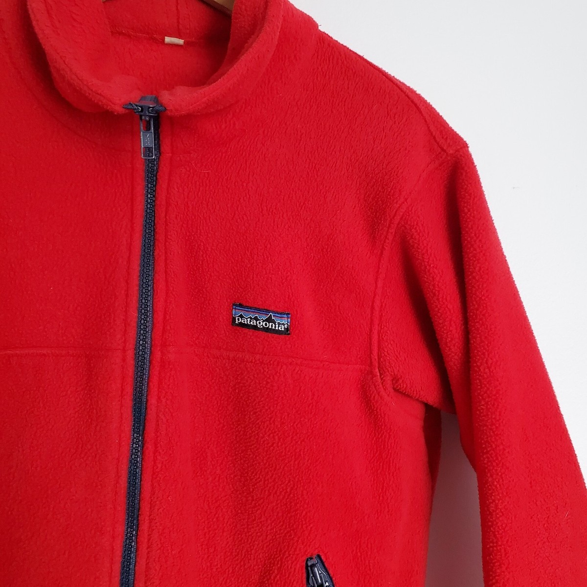 Vintage 80s Patagonia Fleece Zip Up Jacket Men's Medium Red