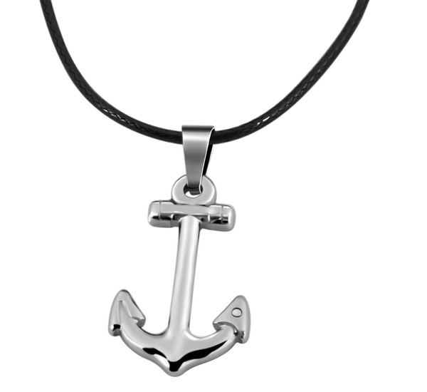 Damen Halskette Frauenkette Modeschmuck Lederimitation Maritim Anker 45Cm Akzent-image