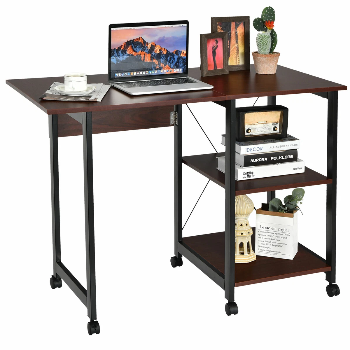 Folding Computer Desk Home Office Mobile Writing Table Workstation