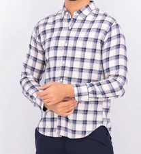 New BONOBOS Men Slim Fit Brushed Cotton Orchid Smoke Plaid Shirt SMALL NWT 98 .