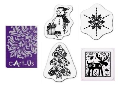 4 - 13 Clear Stamps Winter Weihnachten Mini Silikon Stempel Cart us Set 3100