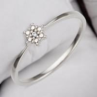 Damen Ring 585 Gold WeißGold 1 Diamant Brillant 0,01Ct.