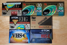 7 New VHS-C 30 Video Cassette Fujifilm TDK Maxell
