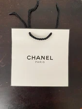 CHANEL White & Black Paper Shopping/Gift Bag  Small