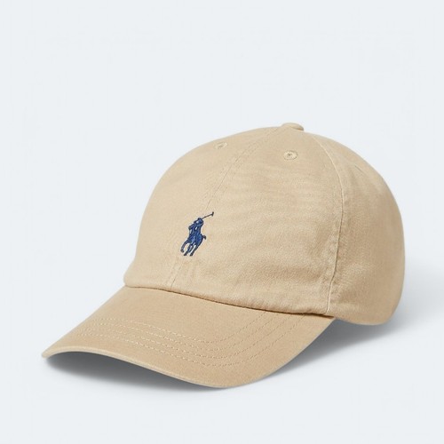 Polo Ralph Lauren Men's Cotton Chino Adjustable Baseball Cap Light Beige Blue