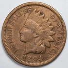 1894 Indian Head Penny Cent Fine (F) Details