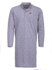 Henry Terre Nachthemd Herren Langarm  Muster Brusttasche Knopfleiste Größe M-3XL