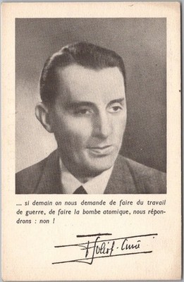 Vintage 1930s FREDERIC JOLIOT-CURIE Postcard Nobel Prize Winner / Nuclear Energy