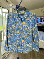 Talbots Shirt Womens Medium Blue Yellow Flora...
