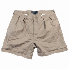 Vintage Polo Ralph Lauren Andrew Shorts Men s 32 Khaki Pleated Chino 6 Inseam