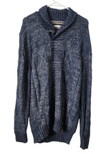 Weatherproof Vintage Mens L Cable Knit Sweater Pullover Long Sleeve Blue