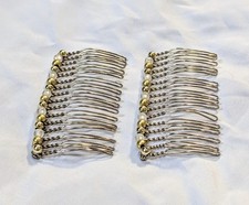 Vintage Hair Combs Set Gold Silver Tone Faux Pearl Twisted Metal Bridal Y2K