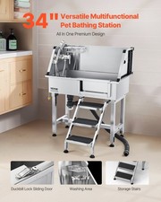 New 34 Inch Stainless Steel Dog Washing Station, Pet Grooming Tub with Hot  C