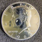 1964 Proof Silver Kennedy Half Dollar - Accented Hair - 90% Silver - BU Toned