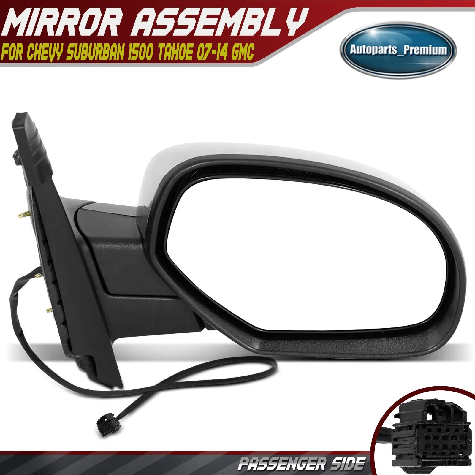 Passenger Power Adjust Mirror w/ Manual Folding Heated for Chevy Tahoe GMC Yukon