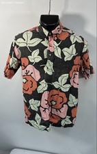 Vintage 90s Reyn Spooner Men's Black Floral Cotton Popover Hawaii Shirt Sz M