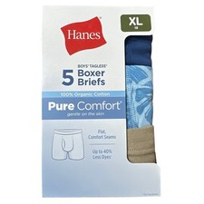 Hanes Boys' Tagless Boxer Briefs Comfort, Blue/Tan/Green, 5 Pairs, Size XL 18 