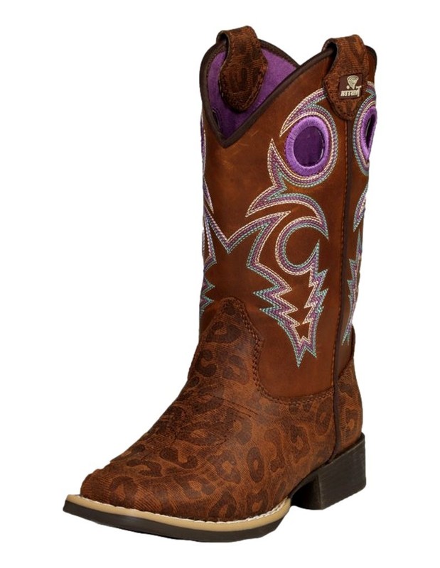 Twister Western Boots Girls Dottie Square Toe 13 Child Brown 446003502 CLEARANCE