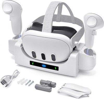 Schnell-Ladestation für Meta Quest 3 VR Headset Controller Zubehör mit LED-Licht