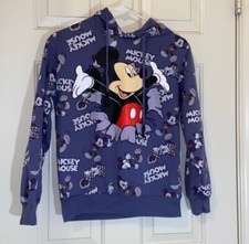 Disney's Mickey Mouse Hooded Graphic Sweatshirt Purple Size XS 1