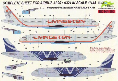 Airbus A321 & A320 Aeroflot & NWA & Livingston & V-Bird Brasilien Aufkleber BD144-360 - Bild 1 von 3