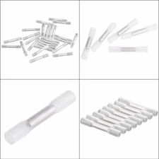 50-200Pcs AWG 26-24 Gauge White Heat Shrink Butt Wire Connectors Crimp Terminals