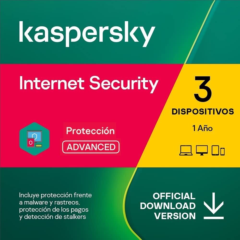 Kaspersky Internet Security 2023 / 3 Pcs / 1 año/ email con...
