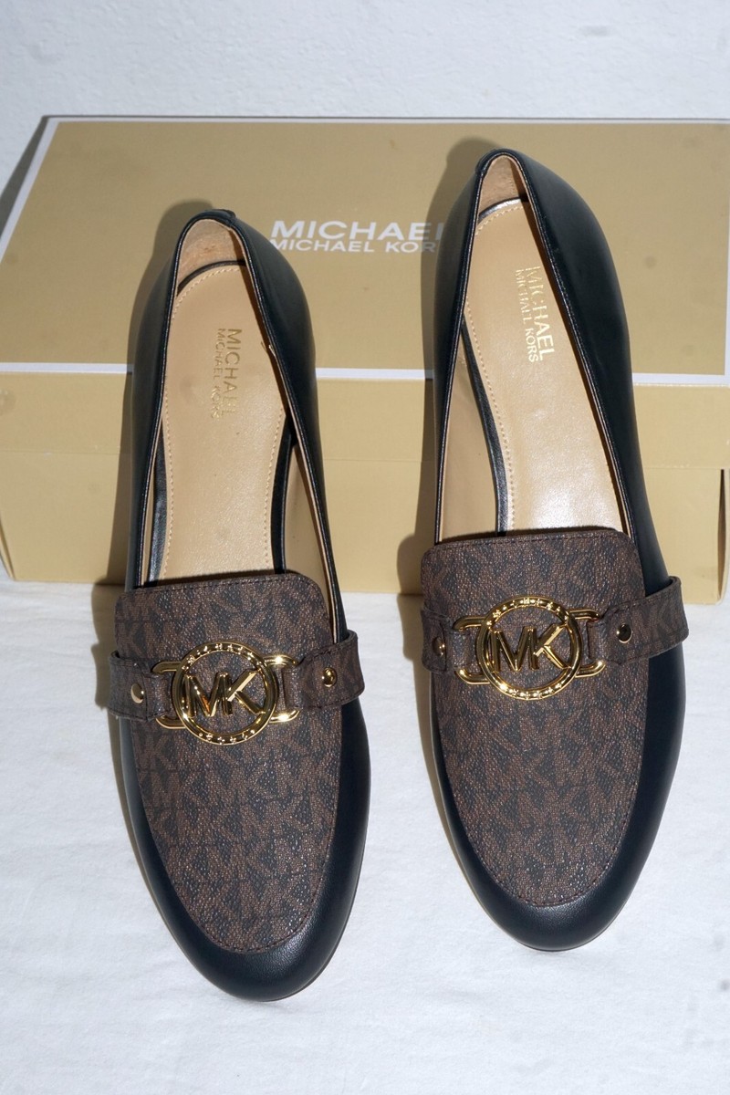 NEW W/BOX MICHAEL KORS RORY LOAFER BLACK BROWN MULTI FLATS