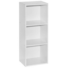 Bibliothèque en Cube Bois Blanc 3 Etagères Meuble Bureau Salle à Manger Cuisine