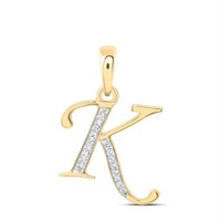 10K Gelbgold Rundschliff Diamant Damen Initialen 'K' Buchstabe AnhäNger 1/10 CT