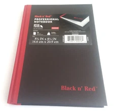 Black n' Red Hardcover Notebook Legal Rule 8 1/4" x 5 7/8" 96 Sheets E66857