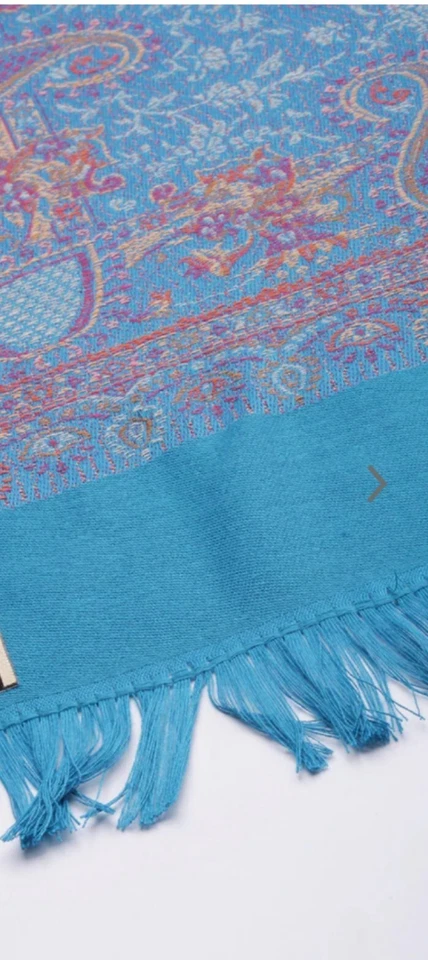 Mantón bordado de cachemira para mujer 80"x40" Jamwar meditación lana manta a rayas Foto 2 de 2