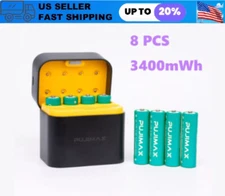 PUJIMAX 3400mWh 1.5V AA Capacity Rechargeable Lithium Batteries + Charger Box