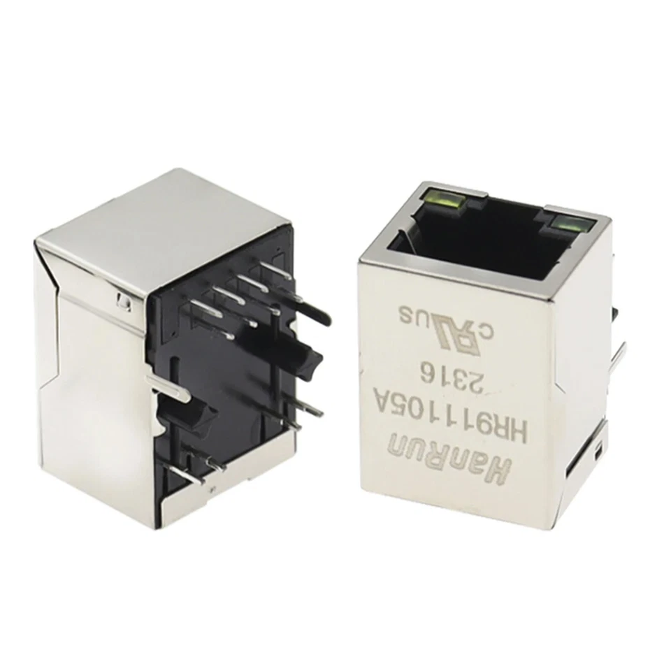 RJ-45 CONNETTORE ETHERNET PRESA FEMMINA 12 PIN 90 GRADI CON LED 8P8C - HR911105A - Immagine 4 di 4