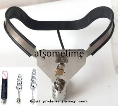 Male Stainless Steel Silicone Chastity Belt EMCC Cage Ring with Detachable