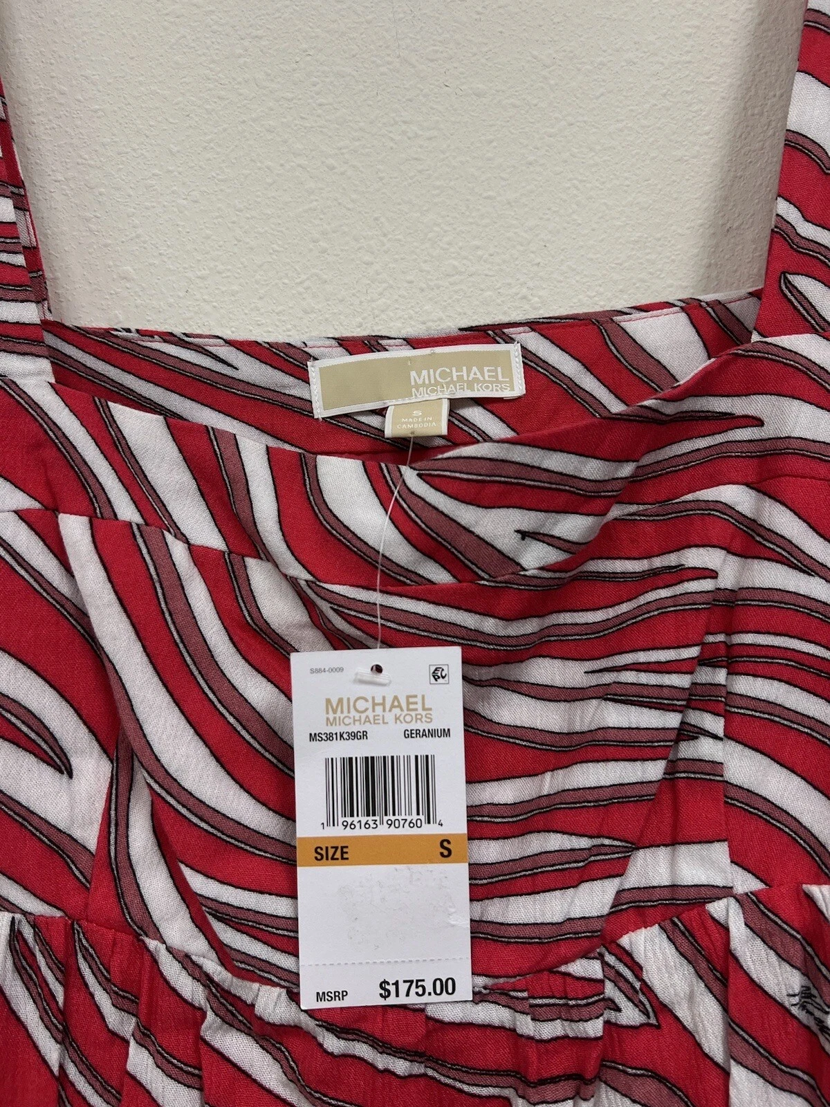 Abito Michael Kors piccolo morbido zebra midi nuovo con etichette rosa bianco