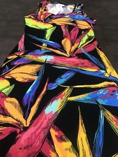 New Lularoe Dani Maxi Dress Black Bright Tropical Hawaiian Extra Small XS 0/2 🦄