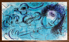 Marc Chagall Original Stone Lithograph "Flute Player " 1957 Mourlot Paris