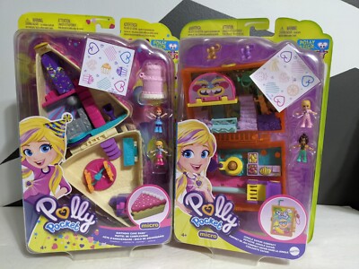 Lot of 2 Polly Pocket Sets - Jungle Safari Compact & Birthday Cake Bash NEW