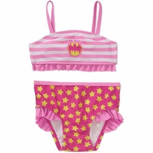 NWT DC Comics Batgirl Batman Girls Pink Ruffle Bikini Swimsuit 18 Months