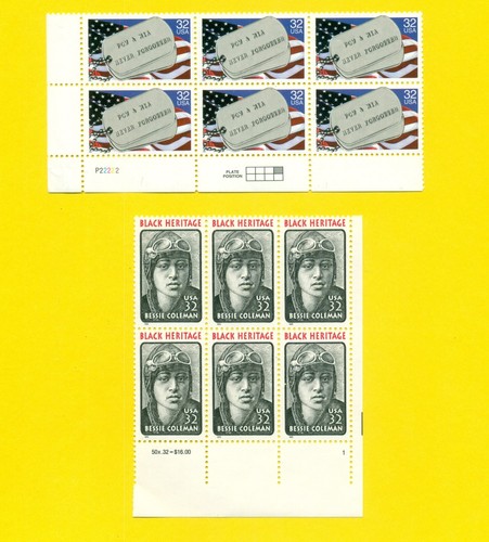 (2) 1995 BLOCKS OF 6 - #2956 & #2966 - 32c - Mint NH