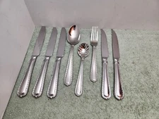 8 pc Hampton Silversmiths Nobility Fork, Steak & Table Knife, Soup & Sugar Spoon
