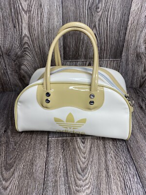 Adidas Vintage Mini Duffle Gym Purse Bag Vinyl Trefoil Beige Adidas Vintage Mini Duffle Gym Purse Bag Vinyl Trefoil Beige