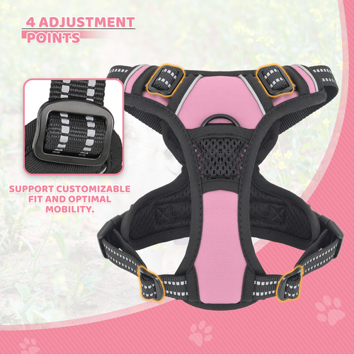 Adjustable No Pull Reflective Dog Pet Harness Control Handle Soft Pet Vest Pink - Bild 8 von 10