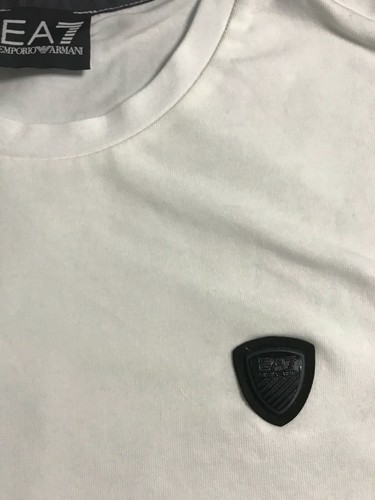 Ea7 White w/ Grey Dotted Trim Crew Neck T-Shirt - 第 2/3 張圖片