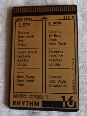 Wersi Memory Card ROM 16  Rhythm ''Music Styles 1'' für CD Orgeln