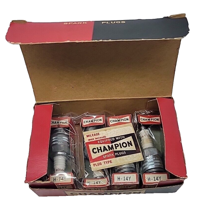NOS Champion Spark Plugs H-14Y 4 Unused/Nice Box/This Plug is for a Studebaker